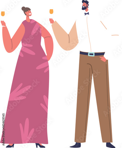 Happy man and woman guests