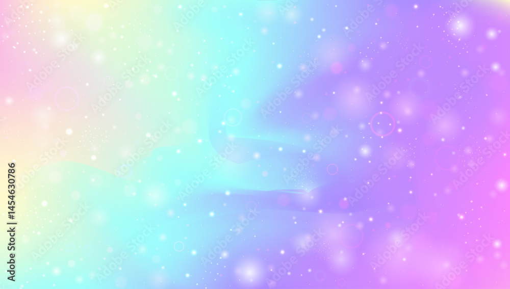 Obraz premium Unicorn Hologram. Pink Princess Pattern And Beautiful Kawaii Gradient. Purple Fairy Background. Cute Sparkle Texture With Candy Glitter And Watercolor Effect. Blue Unicorn Hologram.