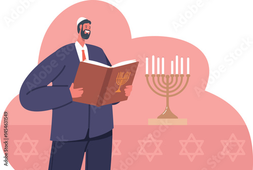 Readings Torah in synagogue vector illustration