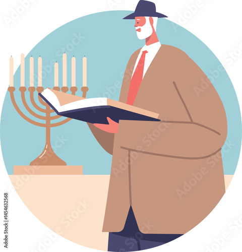 Jewish man reading Megillah vector illustration