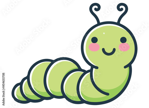 Cute Green Caterpillar Illustration for Children Book Design