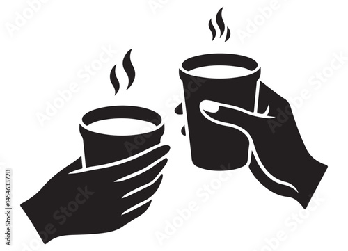 Silhouette Toasts With Coffee Illustration for Celebration and Friends