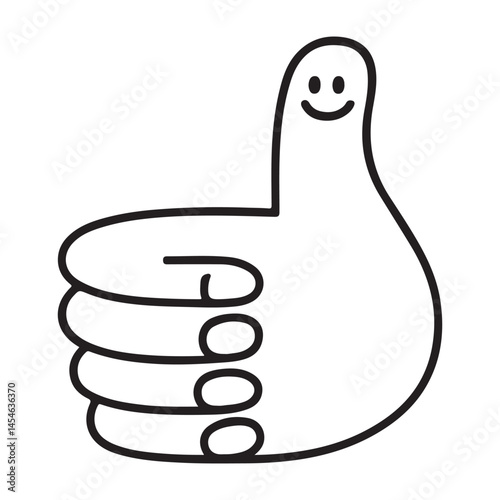 Thumbs Up Hand With Smiling Face Graphic Vector Style Illustration