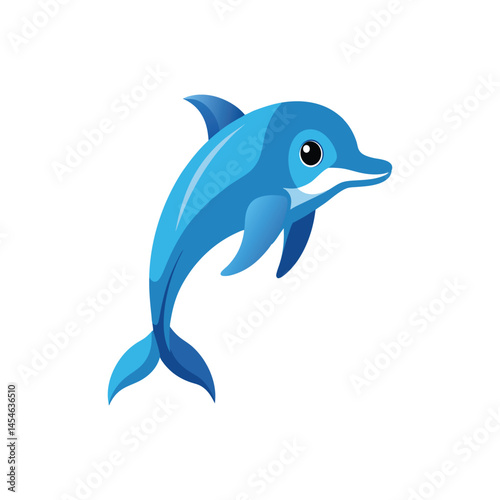 Vector illustration of a dolphin fish, Background white.