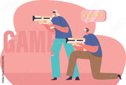 VR team game in cyberspace