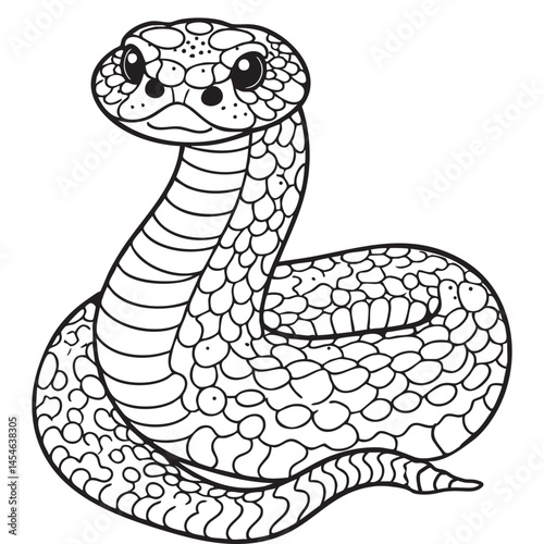 Cute Cartoon Snake Illustration Perfect for Coloring Pages or Designs