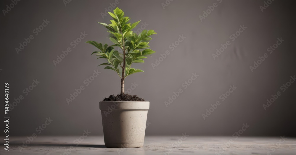 Potted sapling thriving, symbolizing investment income and future growth , thriving, soil, leaves Potted sapling thriving, symbolizing investment income and future growth , thriving, soil, leaves