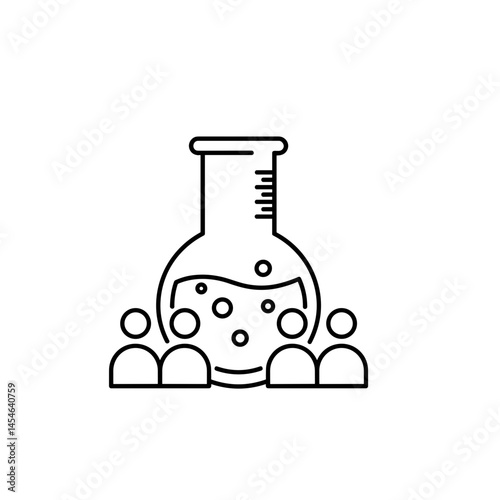 Beaker with Test Group Figures Representing Clinical Trial  