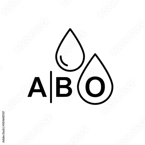 Blood Type Test Icon with ABO Letters and Droplets  
