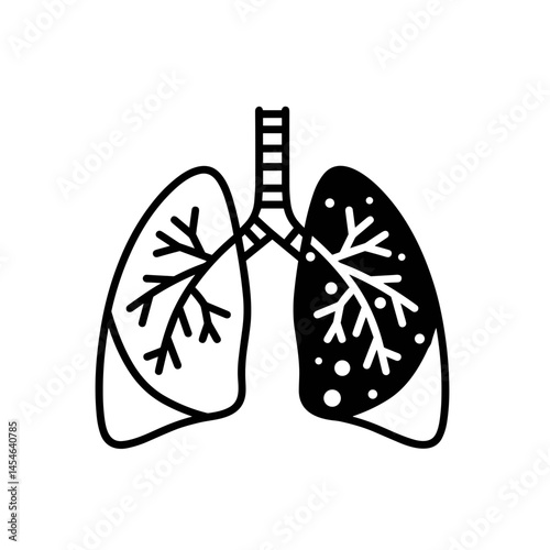 respiratory exam - Destroyed lungs icon depicting respiratory health impacts  