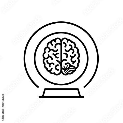 MRI scan — Brain in Circular Scanner Icon Illustration  