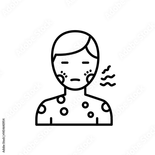 Person with Allergy Spots Looking Uncomfortable on White Background  