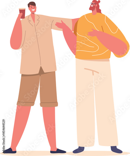 Happy male best friends vector illustration