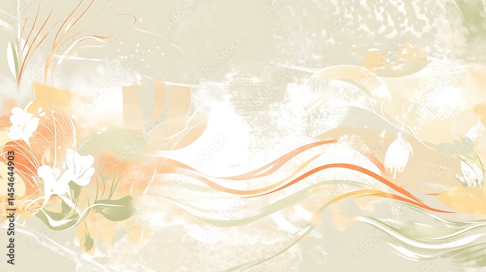 Obraz premium Abstract floral design with soft colors and flowing lines, creating a serene background for various uses