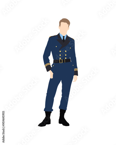 Flat vector people and illustration, man with formal duty officer outfit