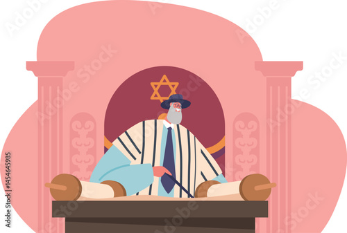 Reading Torah at mitzvah ceremony