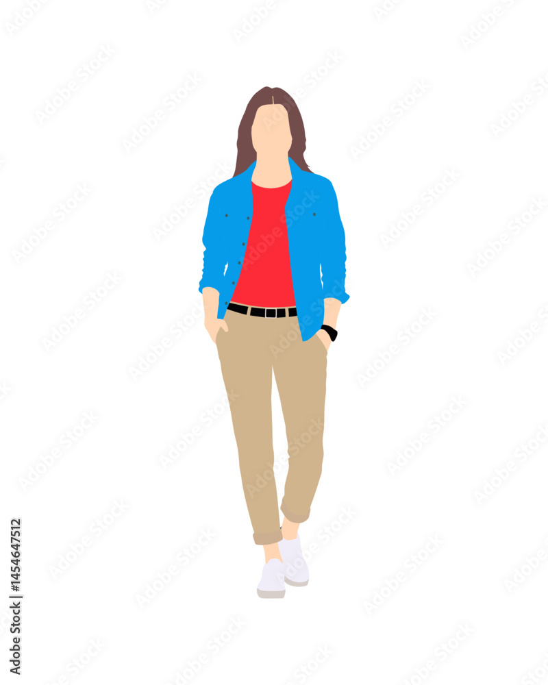 Flat vector people and illustration, woman with casual outfit Flat vector people and illustration, woman with casual outfit