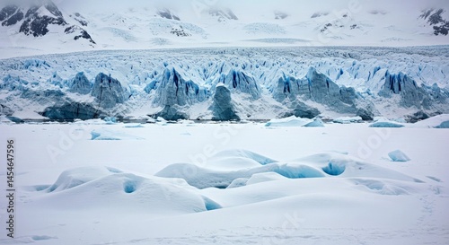 Photographic Representation Beardmore Glacier Antarctica Vast Ice Flow Polar Landscape Exploration History Image photo