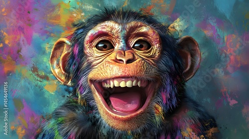 Exquisitely Detailed Joyful Monkey Portrait with Vibrant Hues and Outstanding Textures Captured in High Resolution