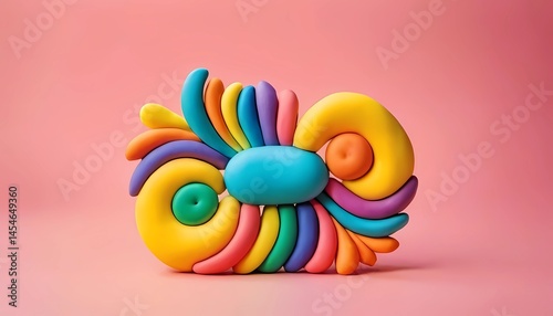 Vibrant and imaginative creation is presented against a smooth pink background, featuring swirling shapes and bold colors that invite exploration and joy Generative AI