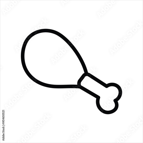 chicken drumstick line icon vector on white background.