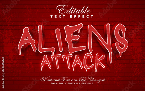 Aliens Attack editable text effect in scary and glow style
