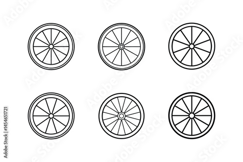 bicycle wheel icon line art vector illustration