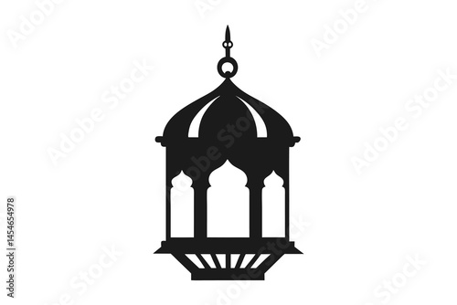 Ramadan lantern silhouette vector illustration on white background