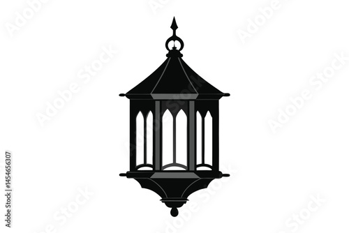 Ramadan lantern silhouette vector illustration on white background