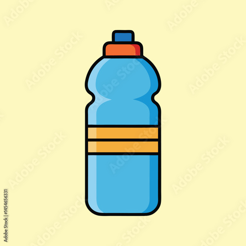 Blue and Orange Plastic Water Bottle for Sports and Fitness Activities Vector Design