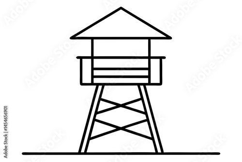 Minimal Line Art of Lifeguard Tower – Coastal Beach Safety Illustration

