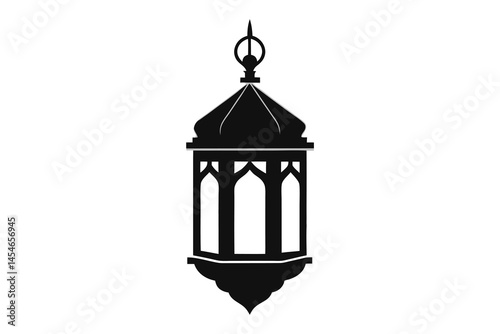 Islamic lantern light silhouette on white background