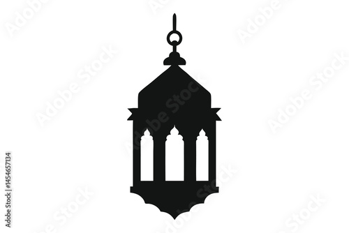 Islamic lantern light silhouette on white background