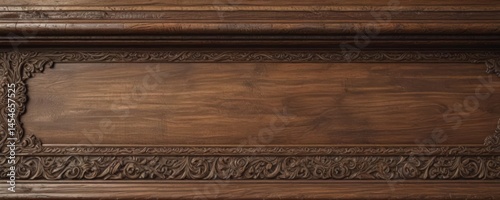 Deeply textured, distressed wooden border; worn edges, elaborate detailing ,  wood grain,  frame,  texture