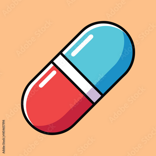 Illustration of a colorful medical capsule or pill on pastel background