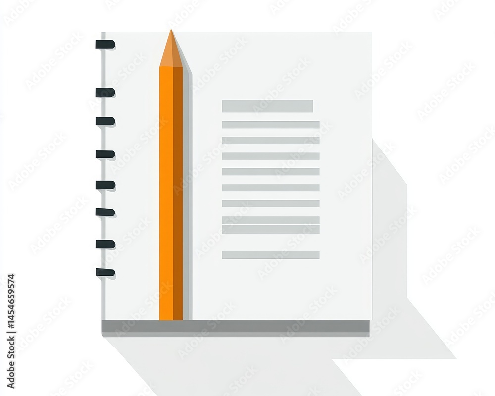 Obraz premium Blank notebook with pencil. Simple, flat design