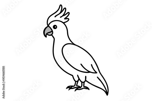Minimalist Cockatoo Line Drawing – Elegant Bird Vector Art

