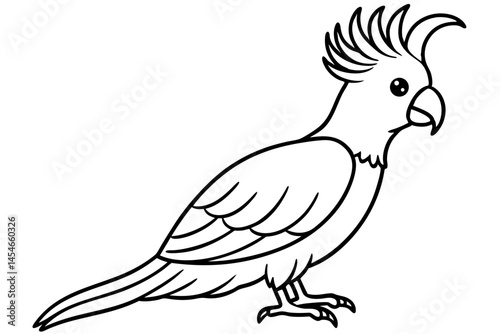 Minimalist Cockatoo Line Drawing – Elegant Bird Vector Art

