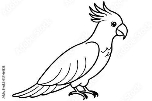 Minimalist Cockatoo Line Drawing – Elegant Bird Vector Art

