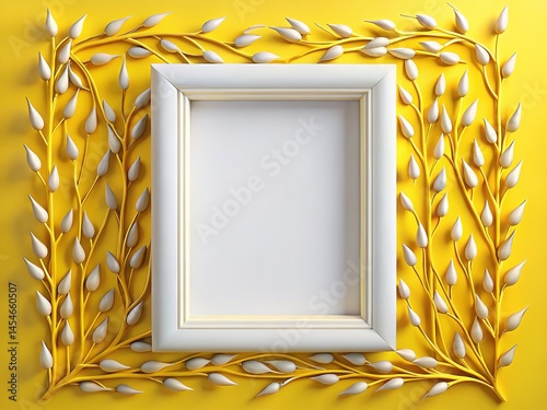 Yellow White Plastic Wave Frame Salix Decor