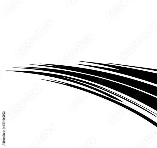 Dynamic Motion: A minimalist composition of black lines, representing speed and movement. The elegant and fluid lines capture the essence of velocity and forward momentum.