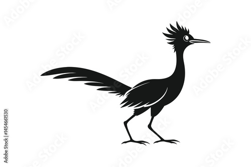 Roadrunner bird silhouette vector style, roadrunner bird isolated background