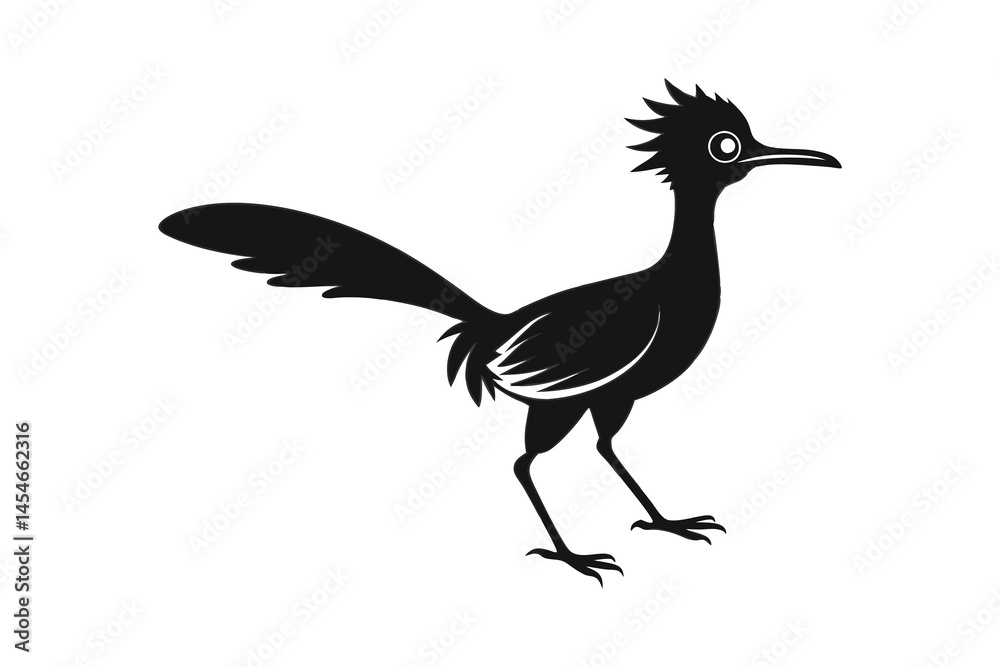 Fototapeta premium Road runner bird silhouette vector illustration on white background