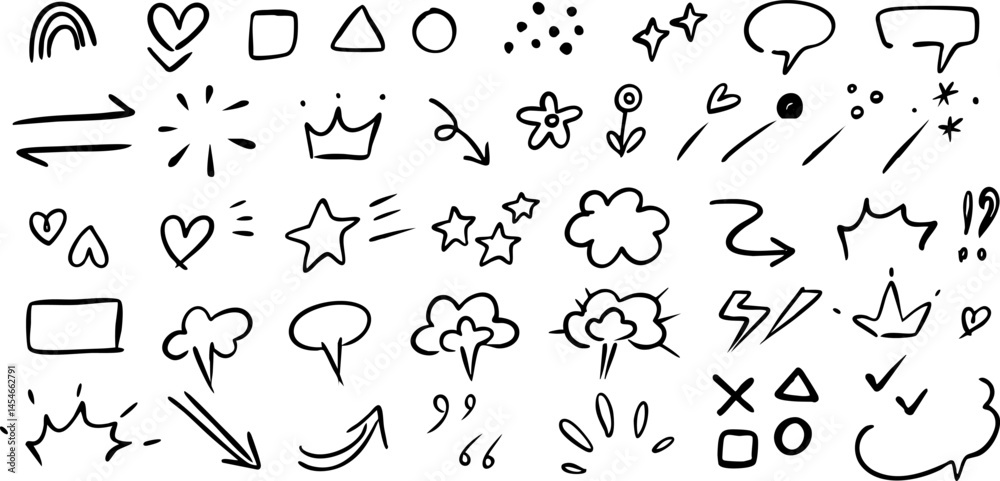 hand drawn font-Line speed cartoon effect, boom explosive motion line element set. Comic boom burst, explosive smoke, line speed cartoon vector icon. Hand drawn sketch doodle action effect. Vector 