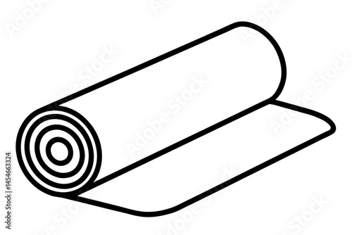 Clean Line Illustration of a Rolled Yoga Mat – Minimalist Vector Design

