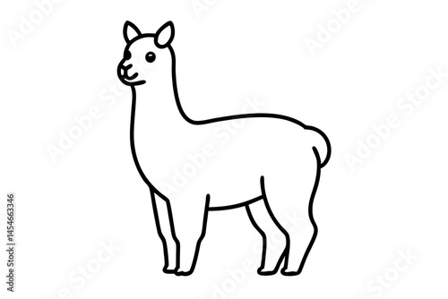 Cute Minimalist Line Drawing of an Alpaca – Simple Vector Illustration


