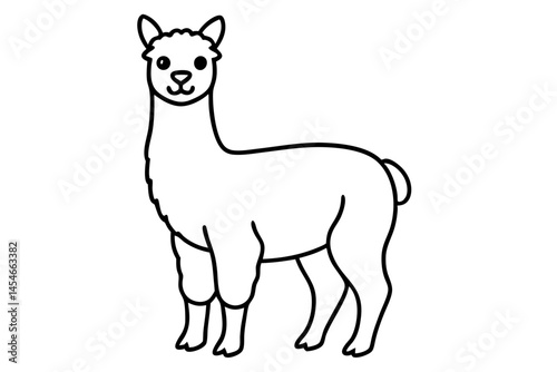 Cute Minimalist Line Drawing of an Alpaca – Simple Vector Illustration

