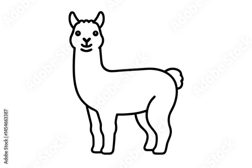 Cute Minimalist Line Drawing of an Alpaca – Simple Vector Illustration


