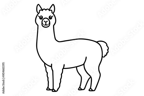 Cute Minimalist Line Drawing of an Alpaca – Simple Vector Illustration

