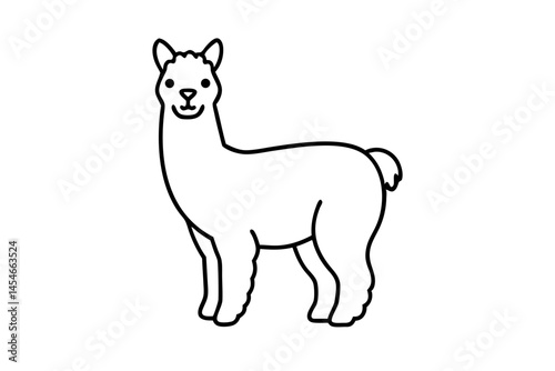 Cute Minimalist Line Drawing of an Alpaca – Simple Vector Illustration

